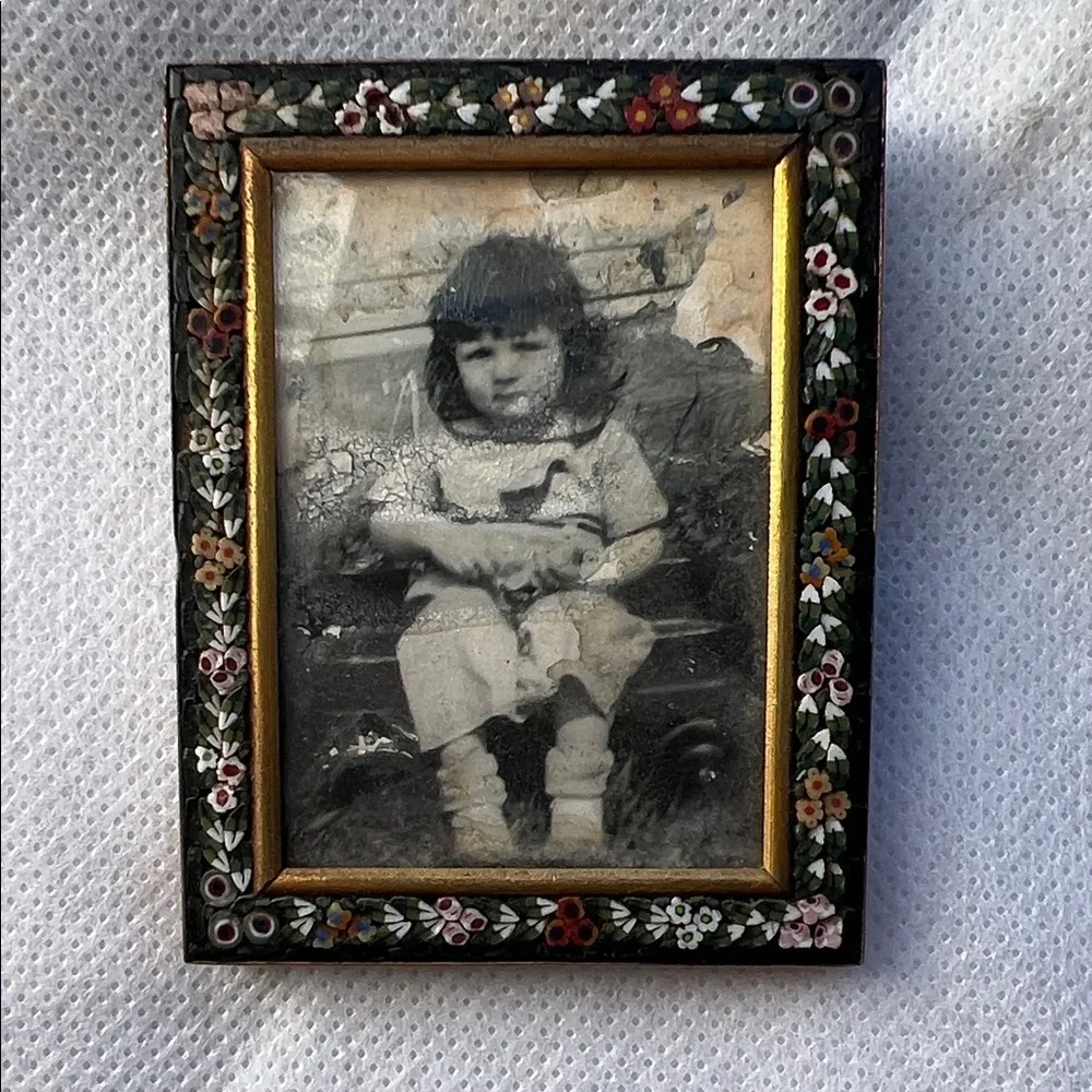 Vintage miniature micro mosaic millefiori picture frame made in italy